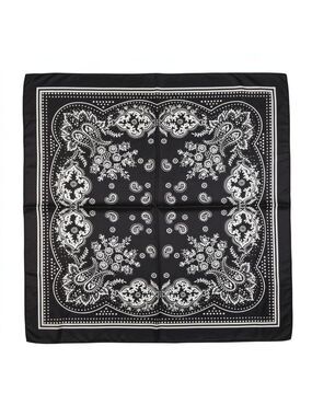 Black Paisley Square Scarf Bandana Wild Rag Neck Head Wrap 27 in